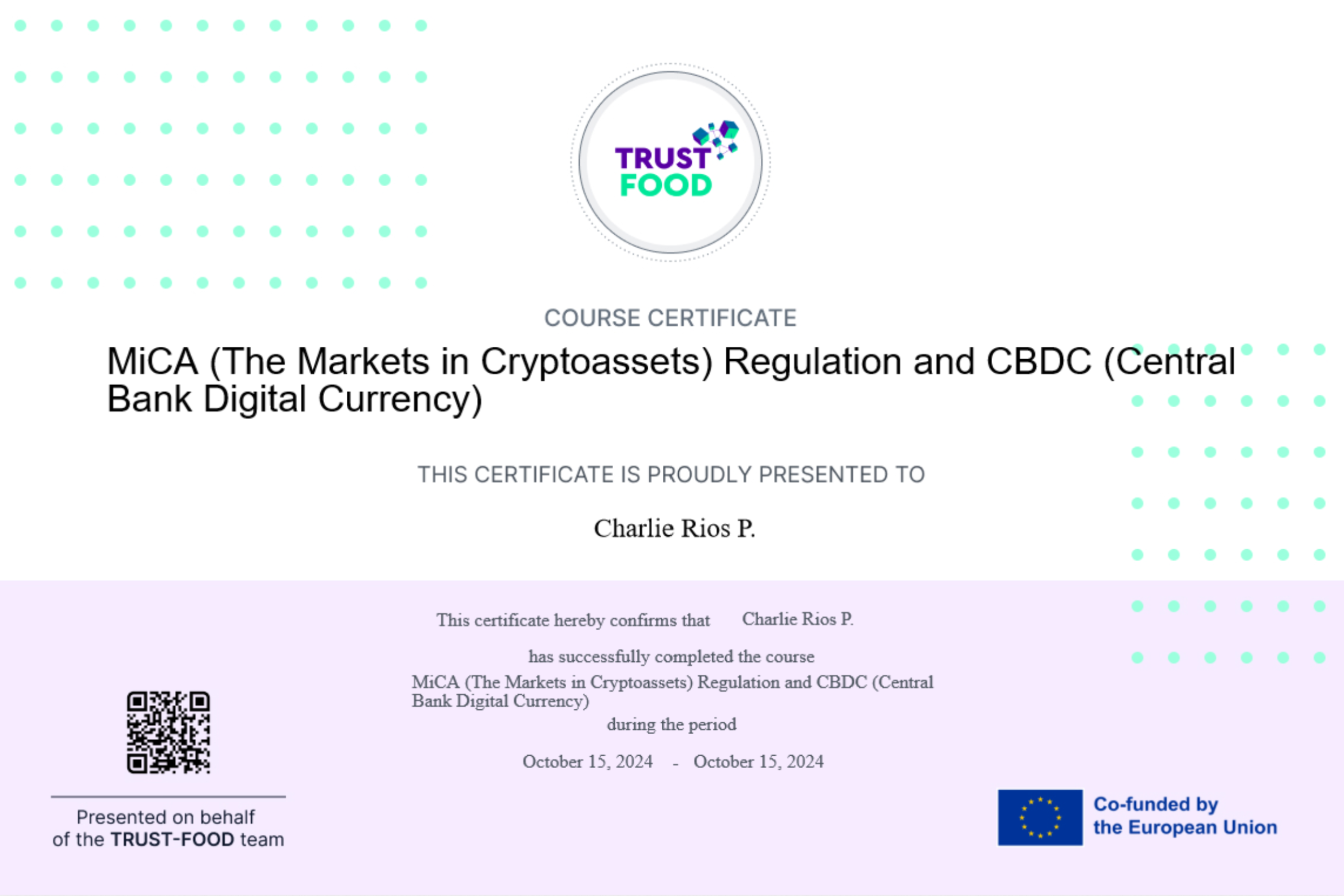 MiCA Regulation and CBDC's Certificate