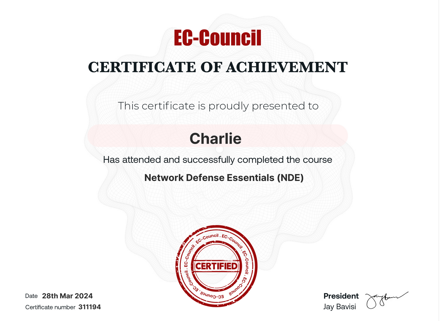 Network Defense Certificate